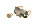 Natural Agate Bracelet & Adjustable Ring Set – Gold Plated