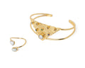 Natural Pearl Bracelet & Ring Set - Gold Plated