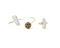 Freshwater Pearl & Crystal Bracelet & Ring Set – Gold Plated