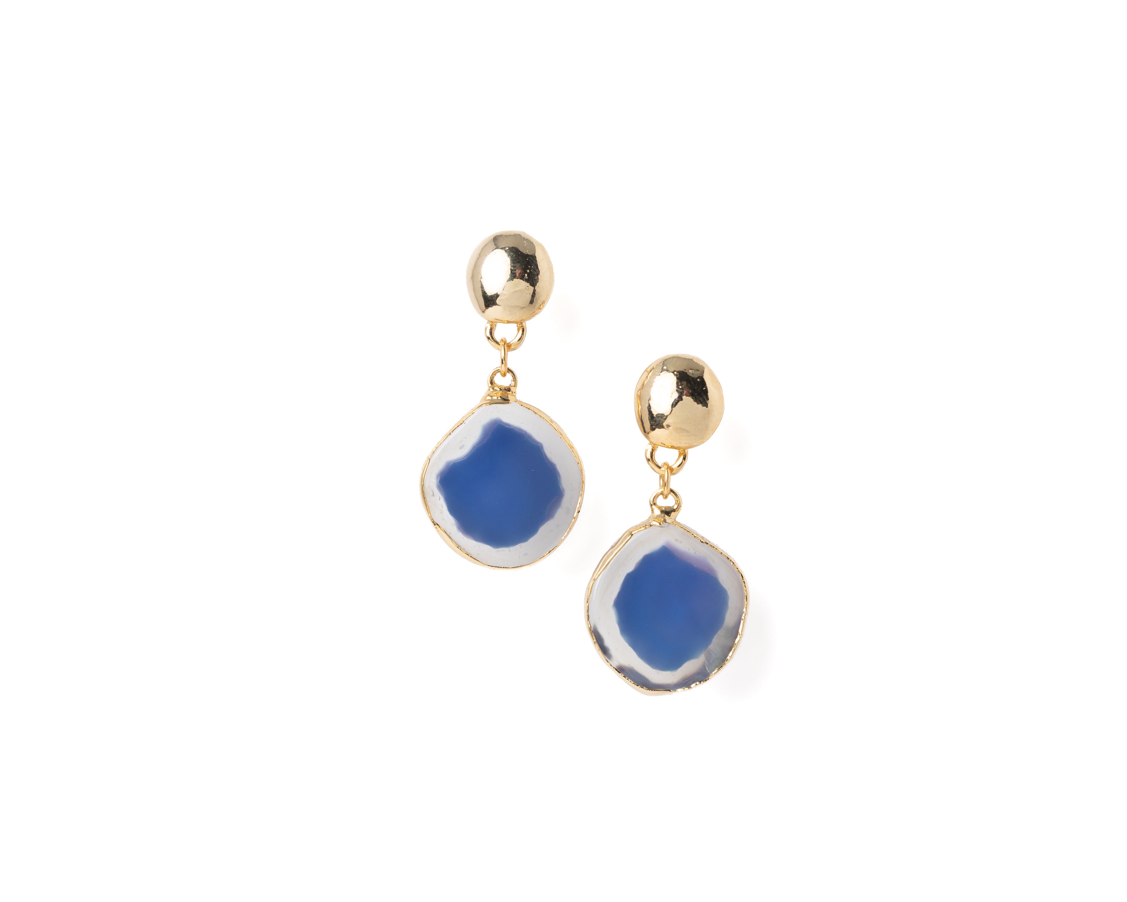 Dyed Agate Slice Drop Earrings – Gold Plated