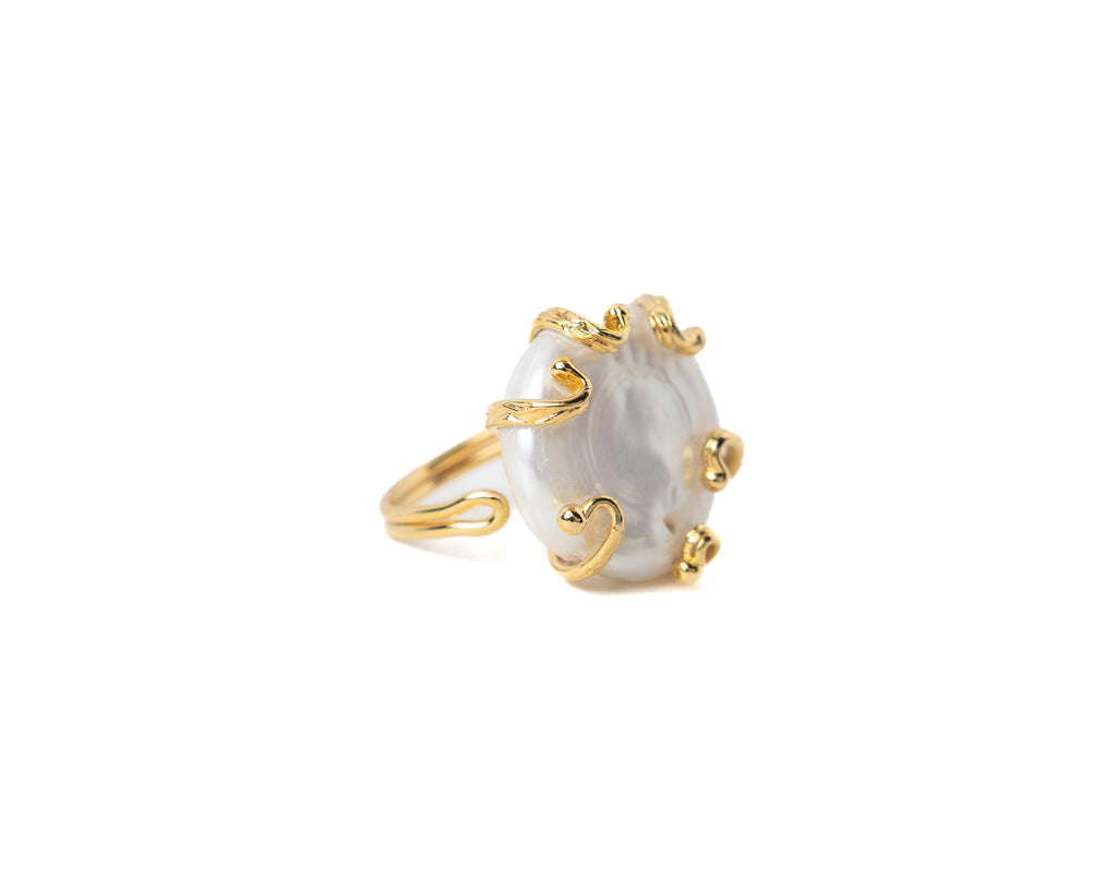 Genuine Freshwater Pearl Adjustable Ring – Gold Plated