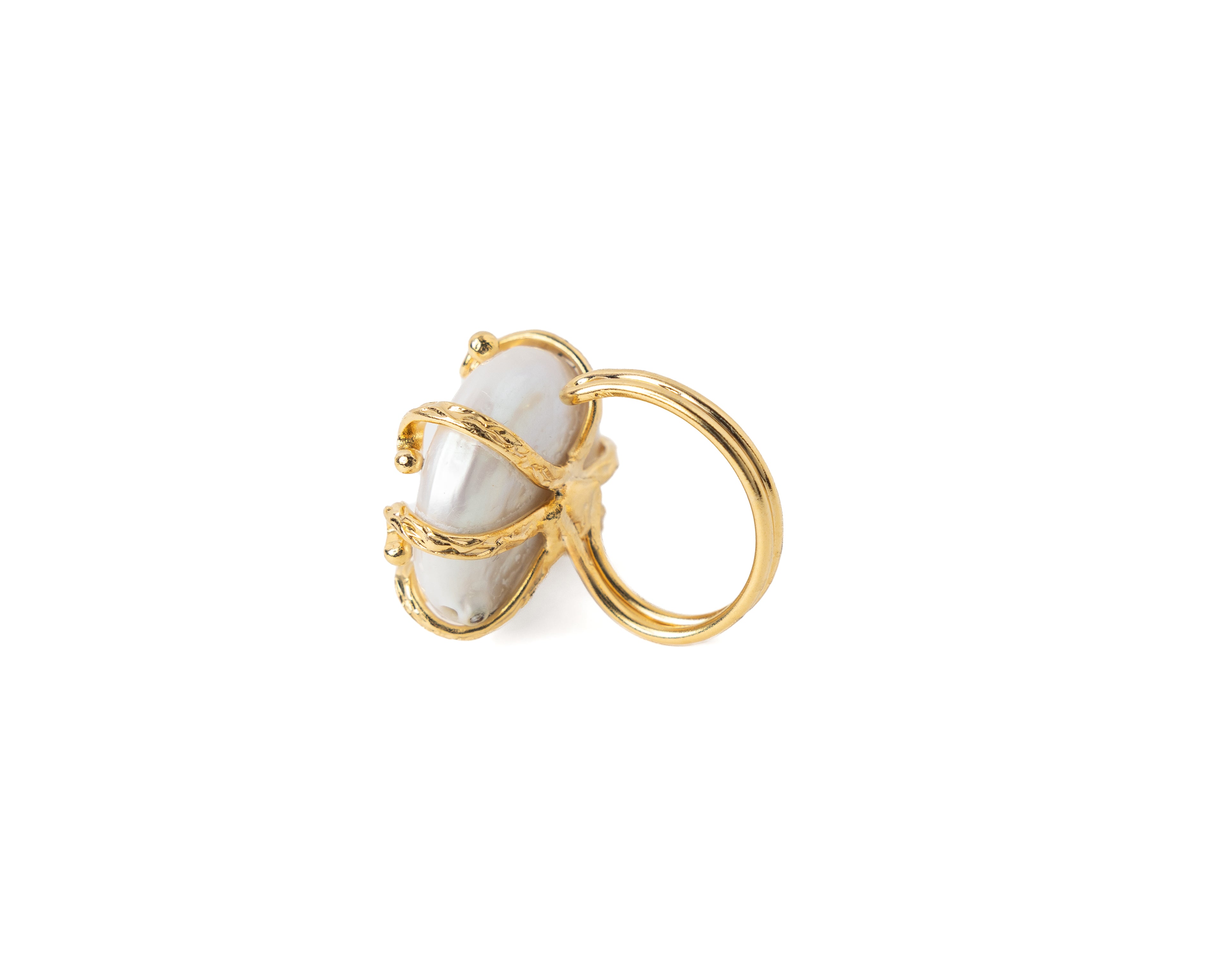 Genuine Freshwater Pearl Adjustable Ring – Gold Plated