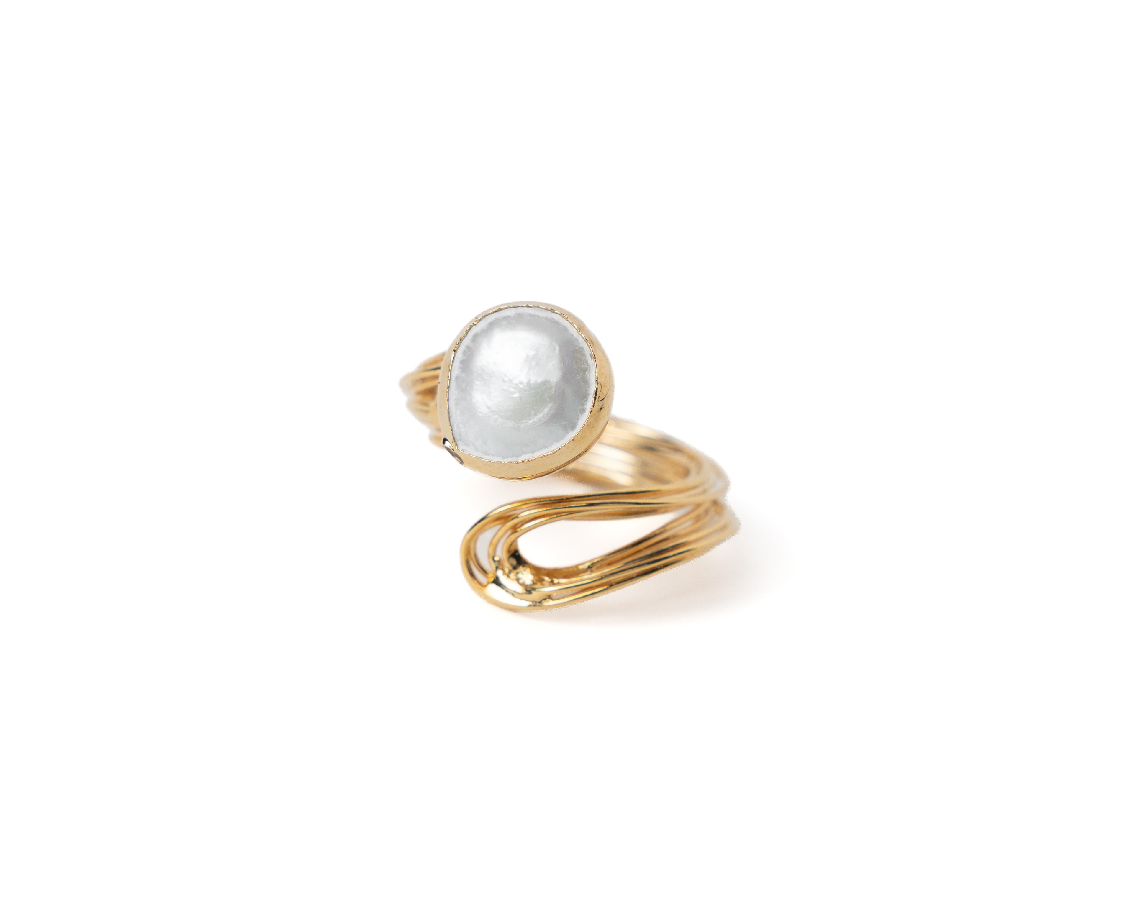 Freshwater Pearl Adjustable Ring – Gold Plated