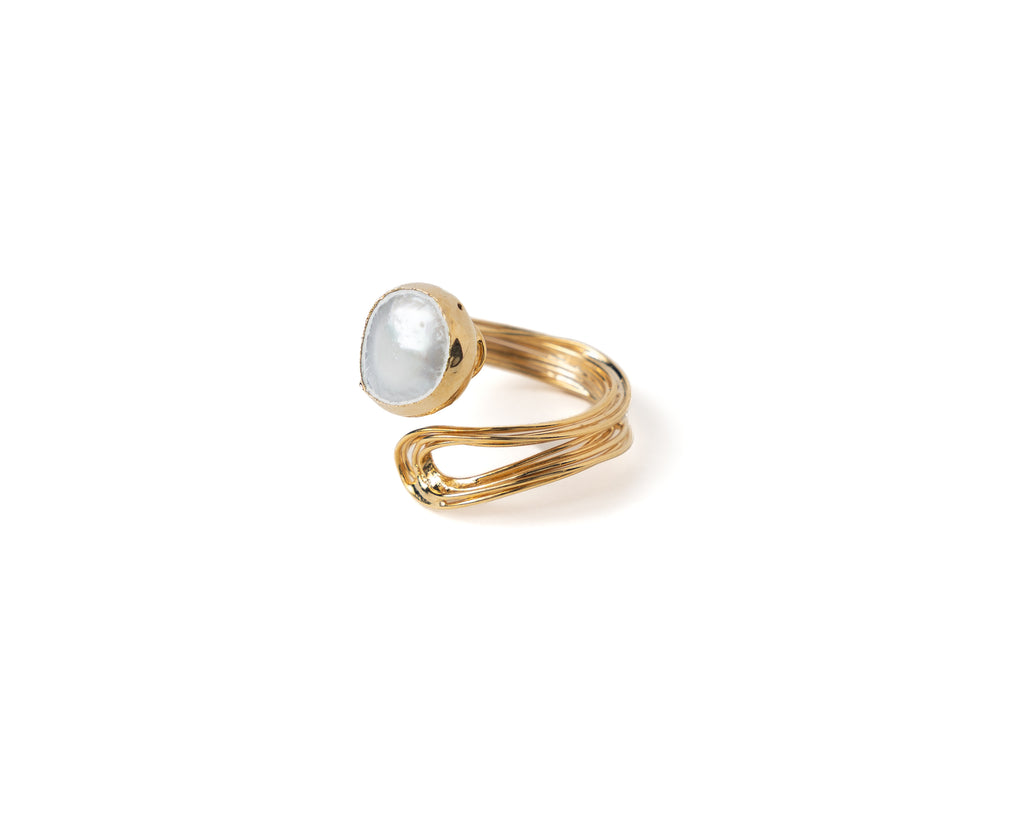 Freshwater Pearl Adjustable Ring – Gold Plated
