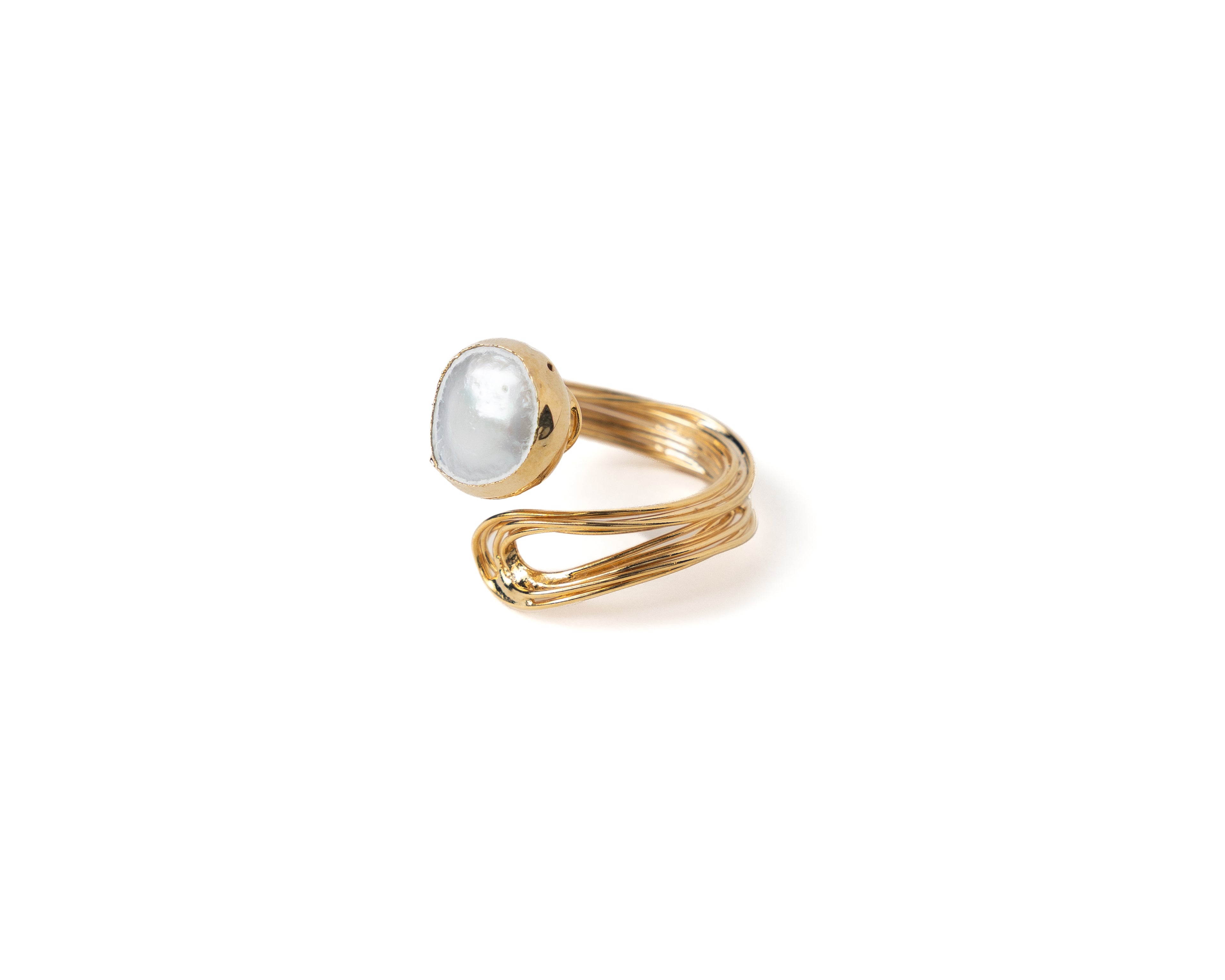 Freshwater Pearl Adjustable Ring – Gold Plated