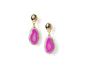 Dyed Agate Slice Drop Earrings – Gold Plated