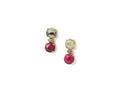Natural Prehnite & Ruby Earrings – Gold Plated