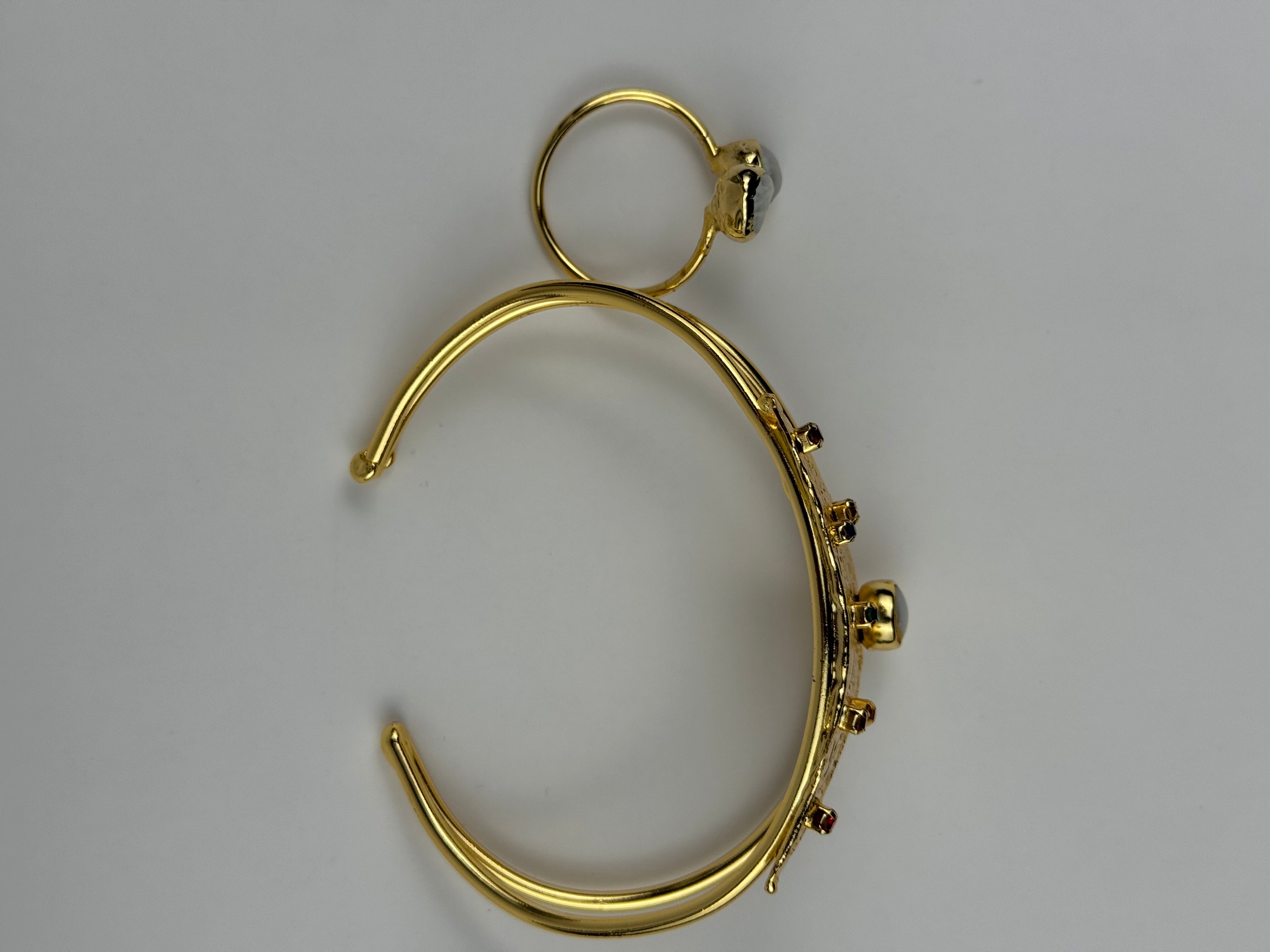 Handmade Gold Plated Bracelet & Ring Set With Real Pearl